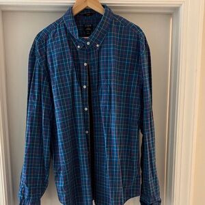 J. Crew Men's Casual Blue and Red Check Shirt size XXL Slim